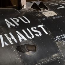 "APU Exhaust" in white lettering on black titanium North American x-15 aircraft