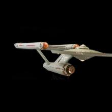 Front and side of Star Trek Starship Enterprise Studio Model with lights