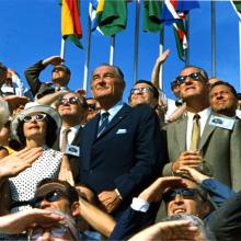 Spiro Agnew and Lyndon Johnson Watch the Apollo 11 Liftoff 