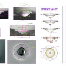 Drawings of the dome's measurements set against photographs of the original.