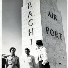 Lanphier with two men in Karachi