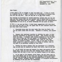 Three-page letter from Simon Bourgin to Frank Frederick Borman II, dated December 13, 1995, discussing what Borman might say during the television broadcast during the Apollo 8 flight. 