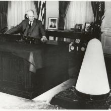 Dwight Eisenhower and Jupiter C Missile Nose Cone