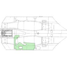 Illustration highlights the wood panel section of the top of the aircraft.