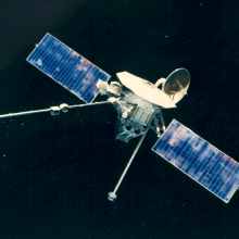 Image of spacecraft against space. 