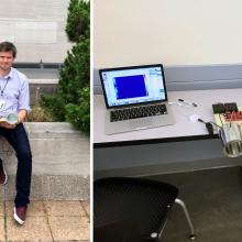 On the left Gareth holding is radar, and on the right the radar and its output.