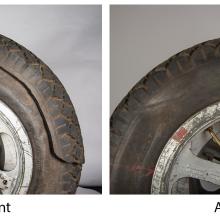 Before and after photo of tires