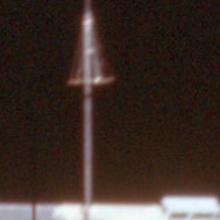 Blurry photo an antenna on the lunar module. 