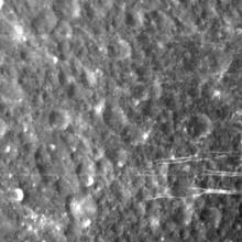 The linear virgae features on Saturns' moon, Dione. 