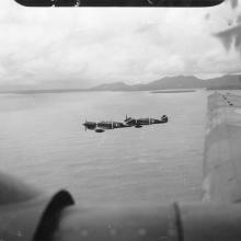 An air to air view of two No. 15 Squadron Kittyhawks