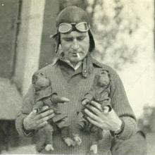 Leigh Wade with two monkeys.