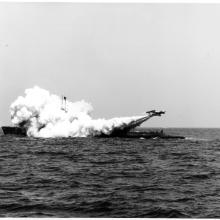 A Loon Missile moments after launch from the US Navy submarine USS Cusk as part of Project DERBY 