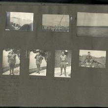 Top Three Photographs from a Ship's Deck, Bottom four photographs of soldiers