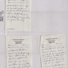 Notes by Oliver Powers on three pieces of Hotel Notepaper