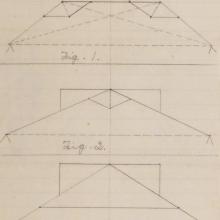 Cursive Text: Aerial Ship, Trusses Support Cabinet and Machinery, three; letter T shape labelled section of girder line drawings labeled Fig. 1, 2, 3, 