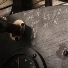 Pencil markings in the cockpit of the Spirit of St. Louis