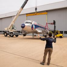 The Douglas DC-3 is moving out of the Udvar-Hazy Center. 