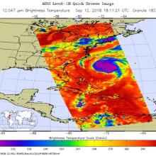 Hurricane Florence as seen by NASA's AIRS Instrument on September 12, 2018. 