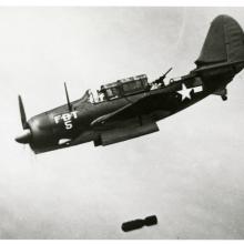 SB2C-5 in a training unit circa 1945 shows off the bomb bay doors and the retracted “turtleback” 