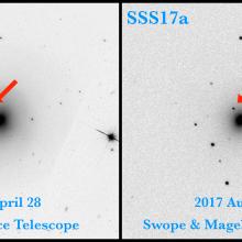 Comparing images from the Hubble Telescope and the Swope Telescope. 