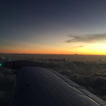 Sunset, as seen from 9,000 feet above Indonesia.