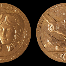 front and back of WASP gold medal