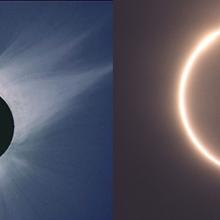 Two images of an eclipse side by side. 