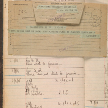 Page of Lafayette Escadrille logbook with telegram to Captain Thenault