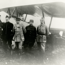 Informal group photograph of early Lafayette Escadrille members