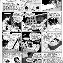 Black and white comic strip. 