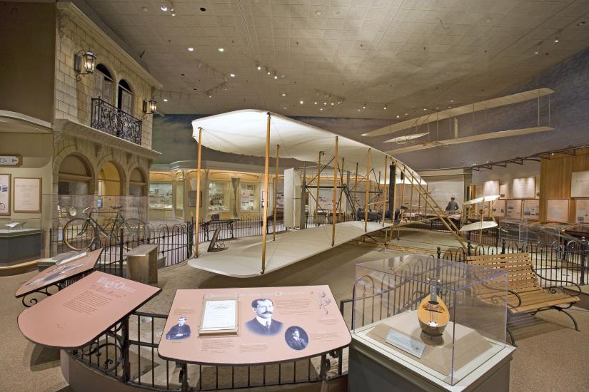 A gallery holding the Wright Flyer.