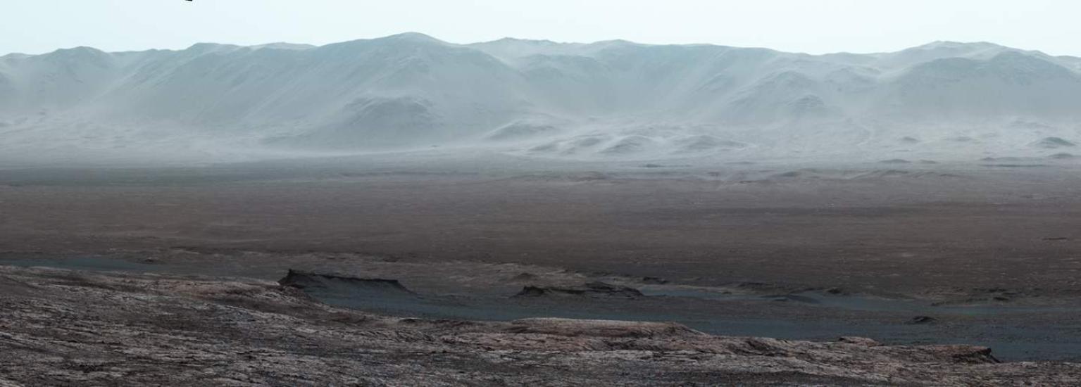 Interior and rim of Gale crater on Mars