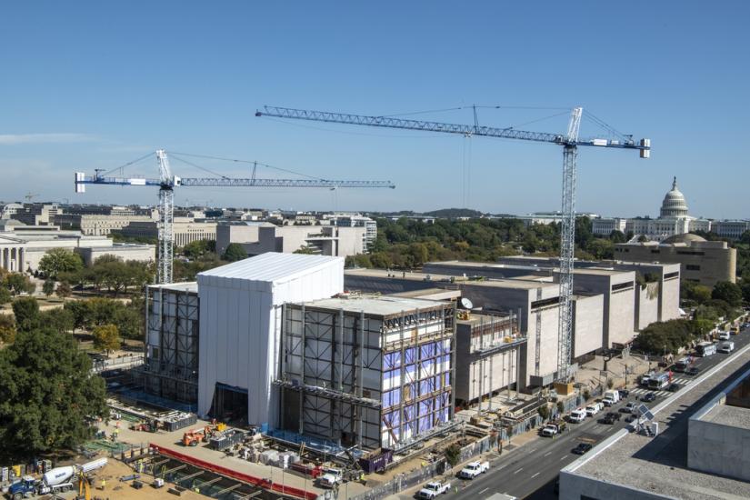 National Air and Space Museum building with ongoing construction