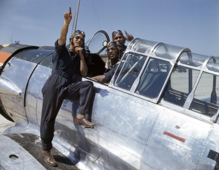  Aviation cadets in Tuskegee, Alabama, undergoing advanced training in AT-6s.