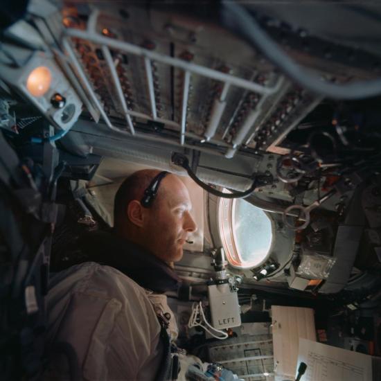 Man inside spacecraft