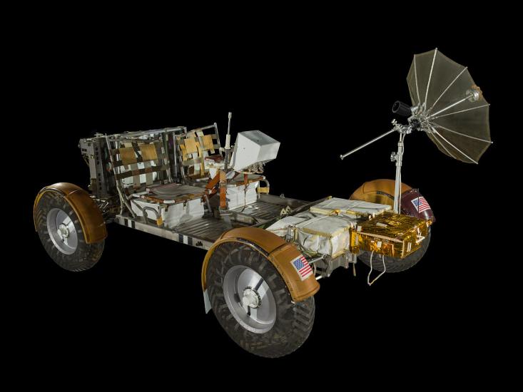 This lunar roving vehicle (LRV) unit was built for 1-G training on Earth.