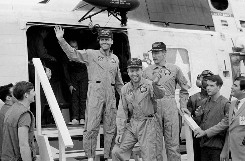 Apollo 13 Astronauts on the U.S.S. Iwo Jima