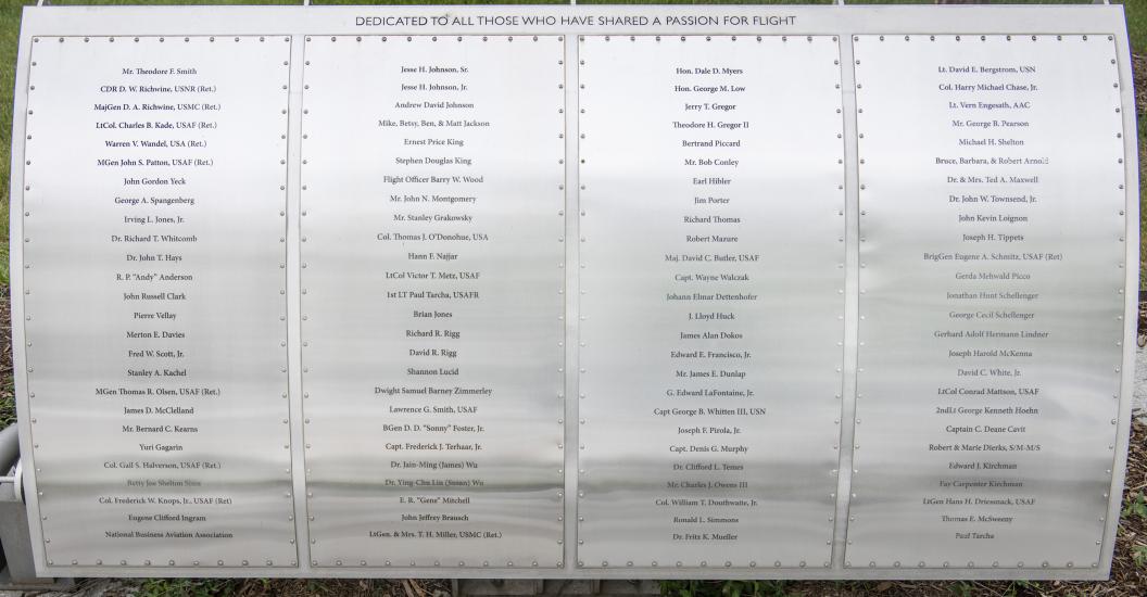 Metal plaque listing Wall of Honor Honorees.