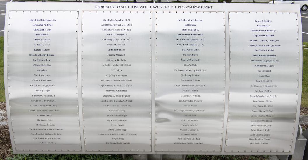 Metal plaque listing Wall of Honor Honorees