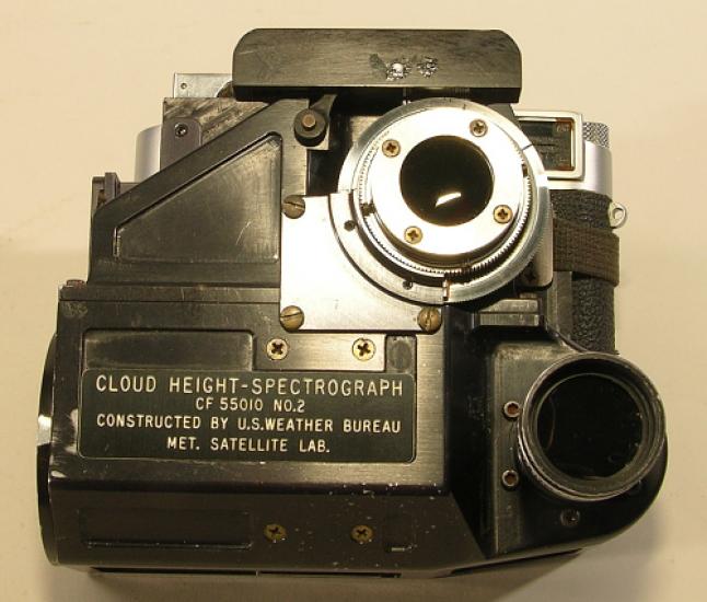 A camera with the words "Cloud Height-Spectrograph" on the front