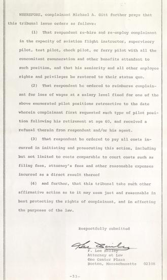 Photocopy of typewritten page of text. Signature at bottom: F. Lee Bailey.