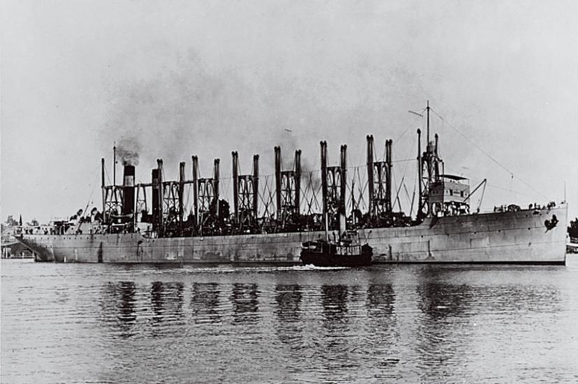 Cargo ship USS Jupiter at port