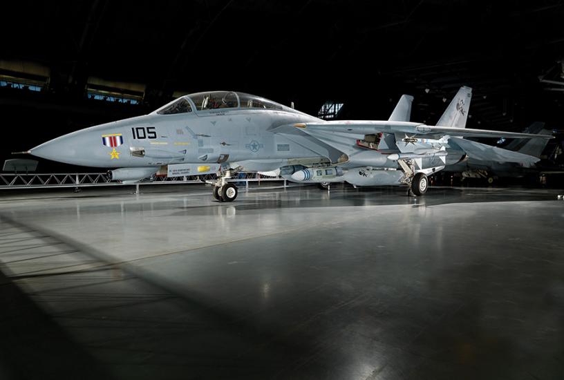 Grumman F-14 Tomcat in aircraft hangar