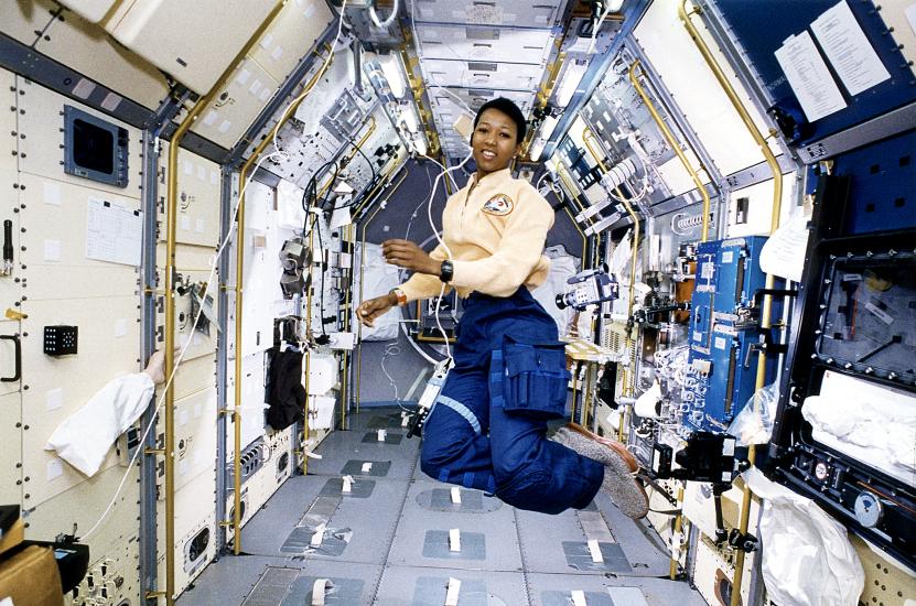 Dr. Mae Jemison aboard the space shuttle Endeavour