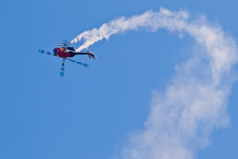 Helicopter flying upside down