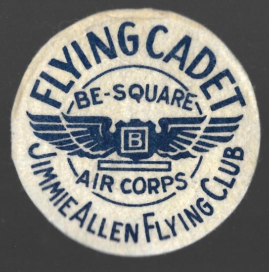 A patch describes the owner as a Flying Cadet in the Jimmie Allen Flying Club.