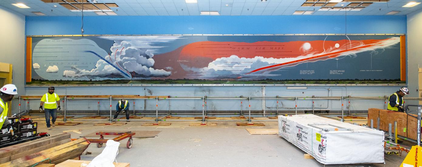 Weather Mural uncovered (from behind a wall) for the first time since 1983