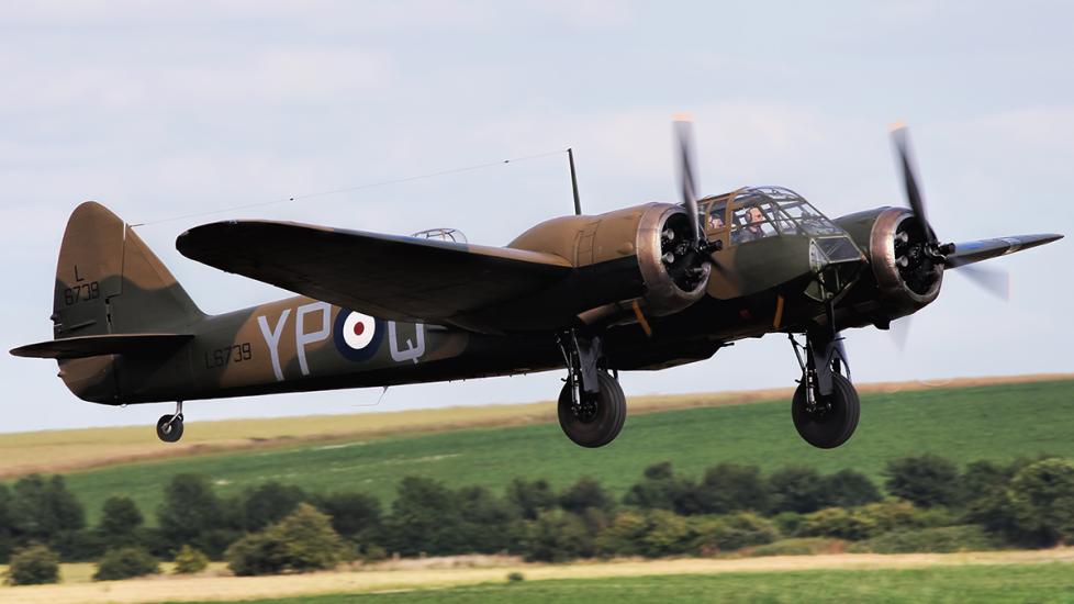 A Bristol Blenheim nightfighter with a belly gun pack visible between the landing gear.