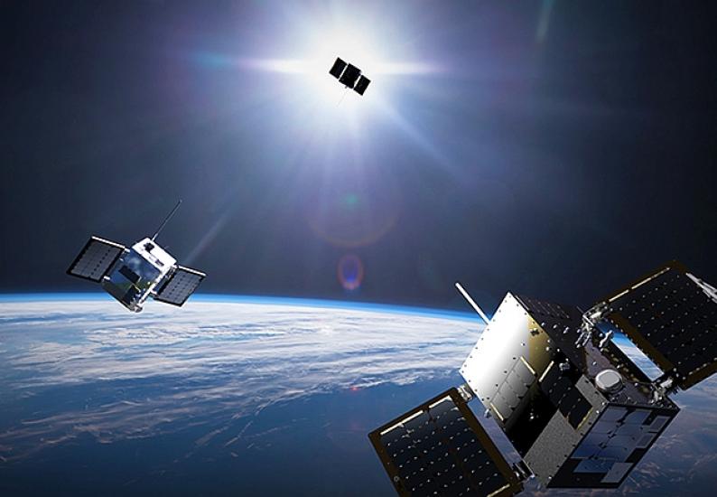 Satellites in space.