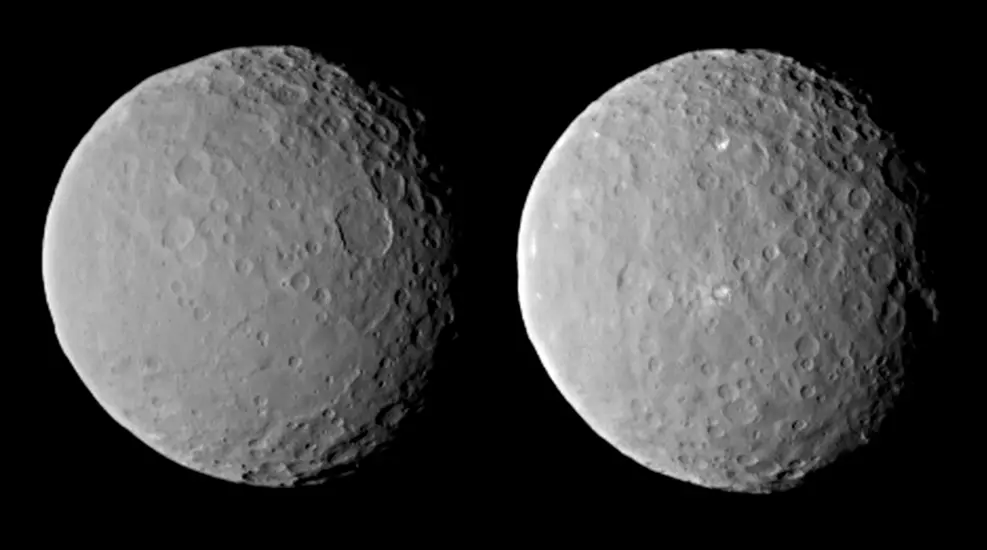 Two views of Ceres next to each other.